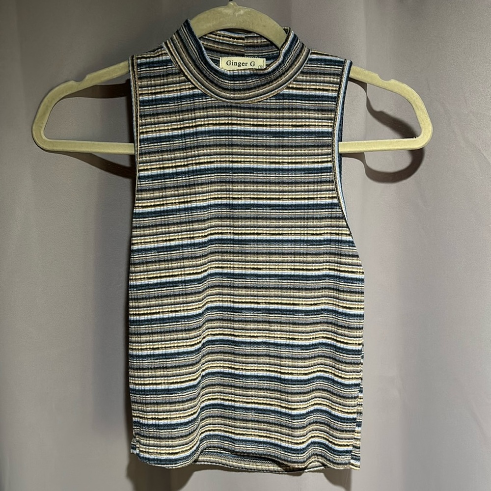 Multicolor high neck tank top. Size small